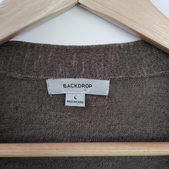 Backdrop Khaki Green Long Duster Cardi ~ Size L - Picture 2 of 12